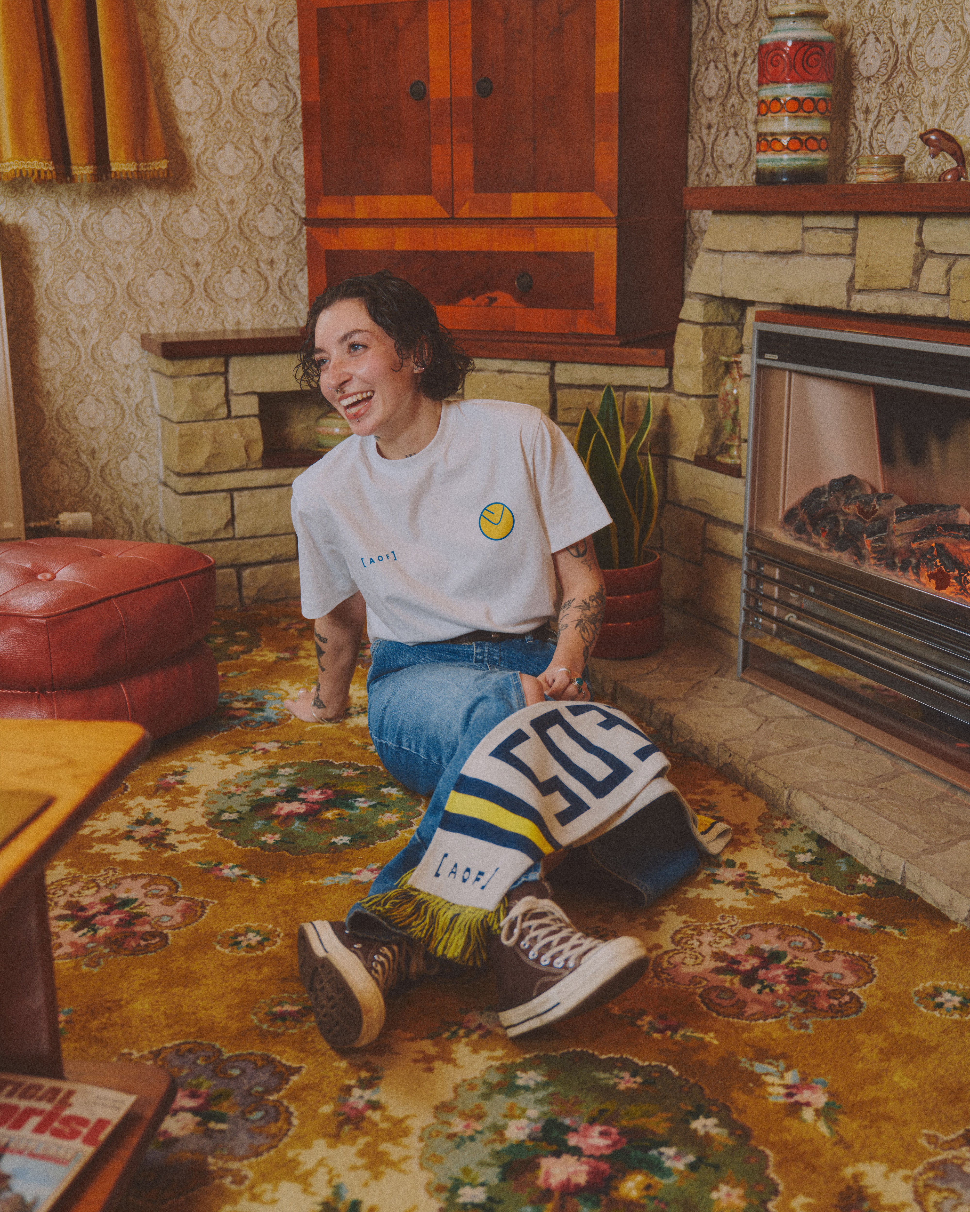 ART OF Football x Leeds Smiley Tee | AOF x LUFC White Graphic T-shirt