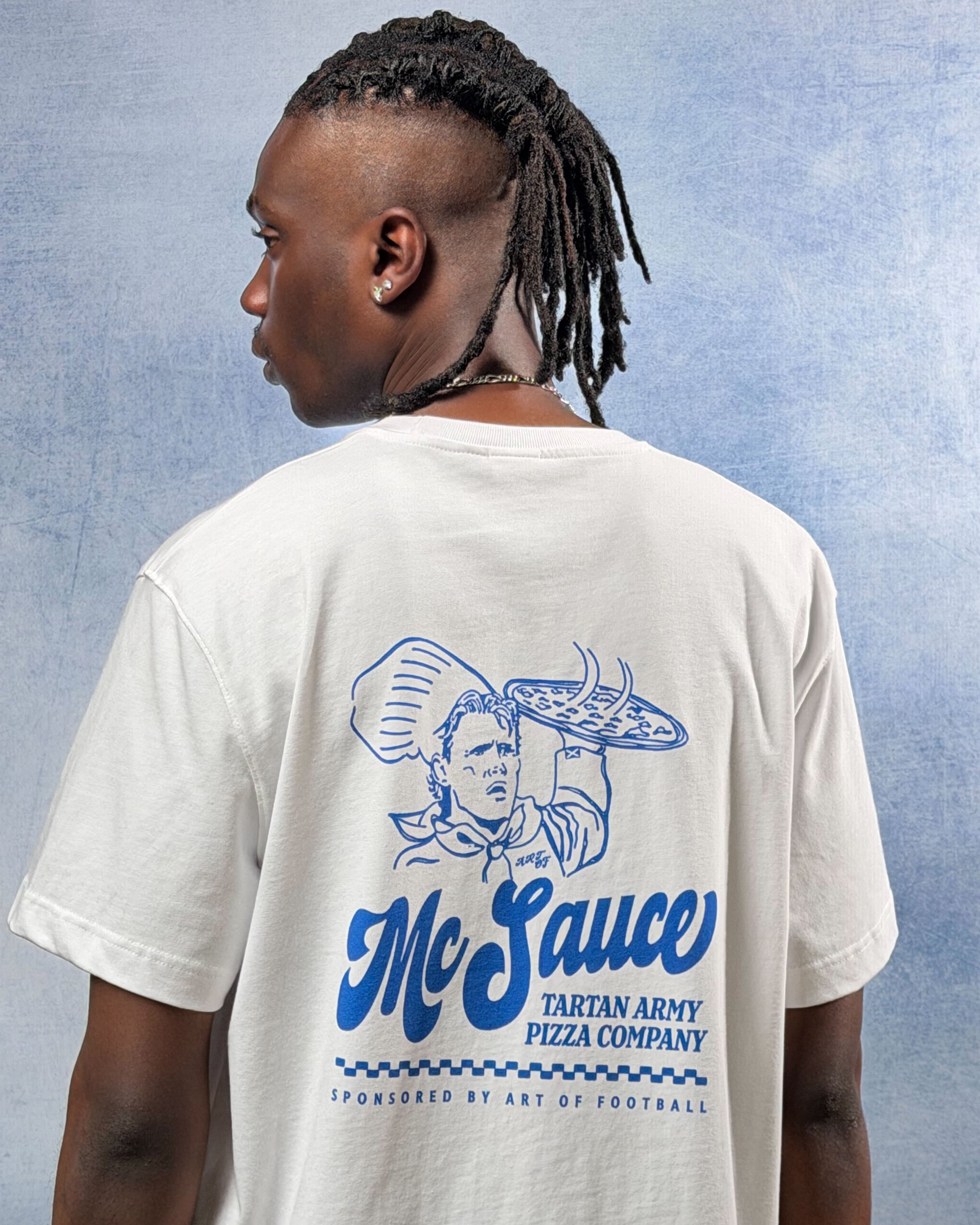 ART OF McSauce Pizza Co Tee | White Graphic Football T-shirt