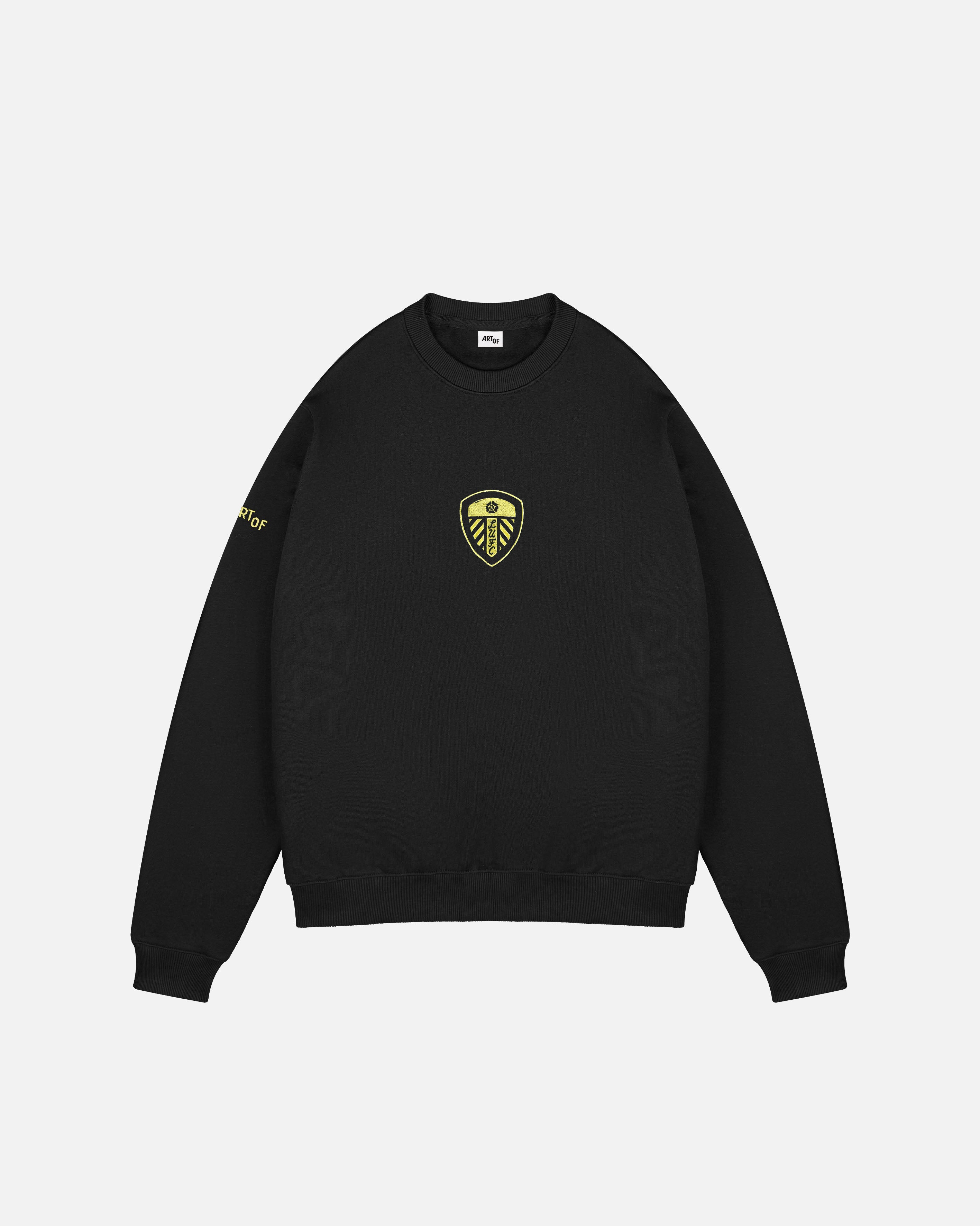 ART OF Leeds United Single Colour Crest Sweat | Black Football Jumper