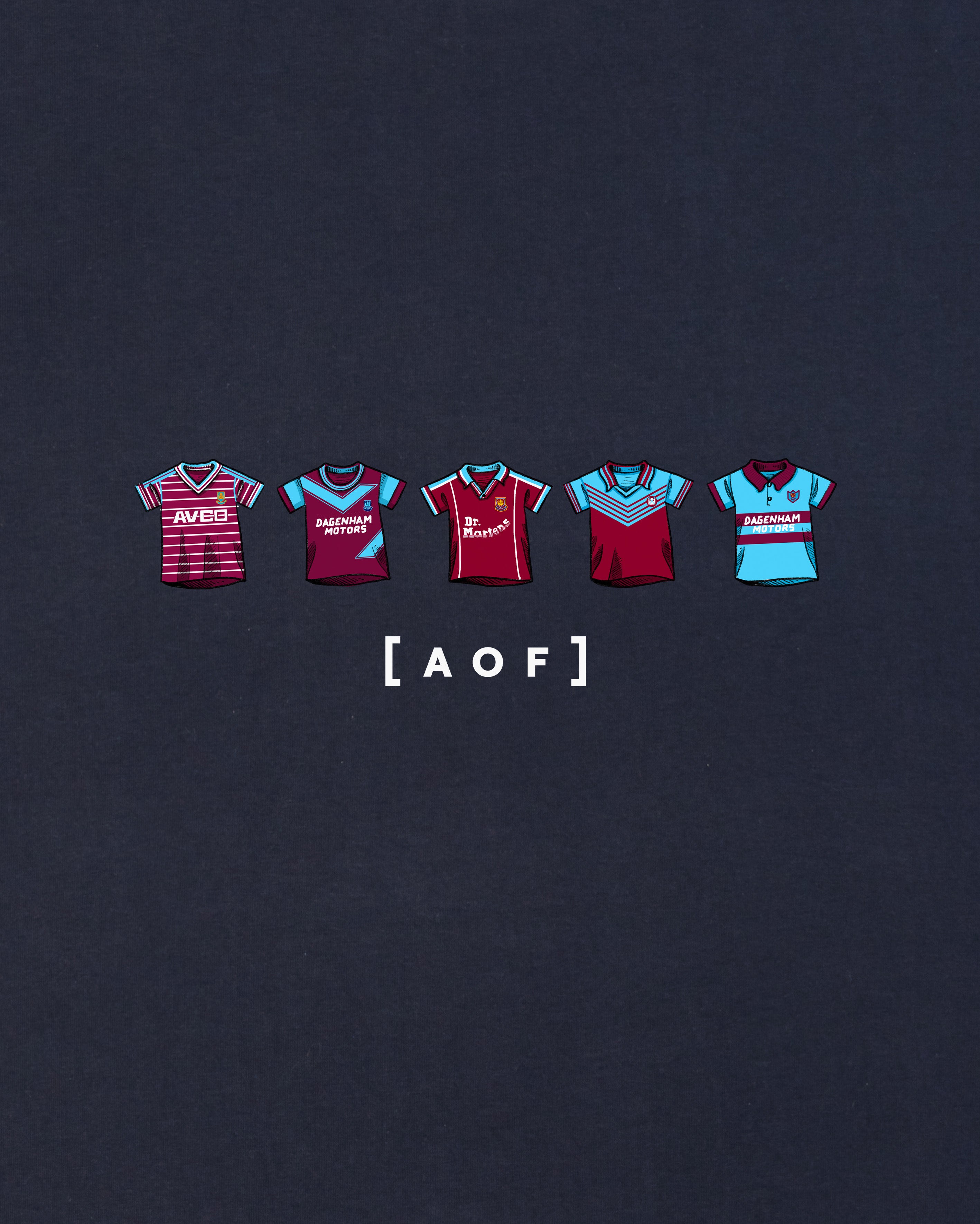 AOF x WHUFC Printed Classics Tee | Navy T-shirt | Art of Football