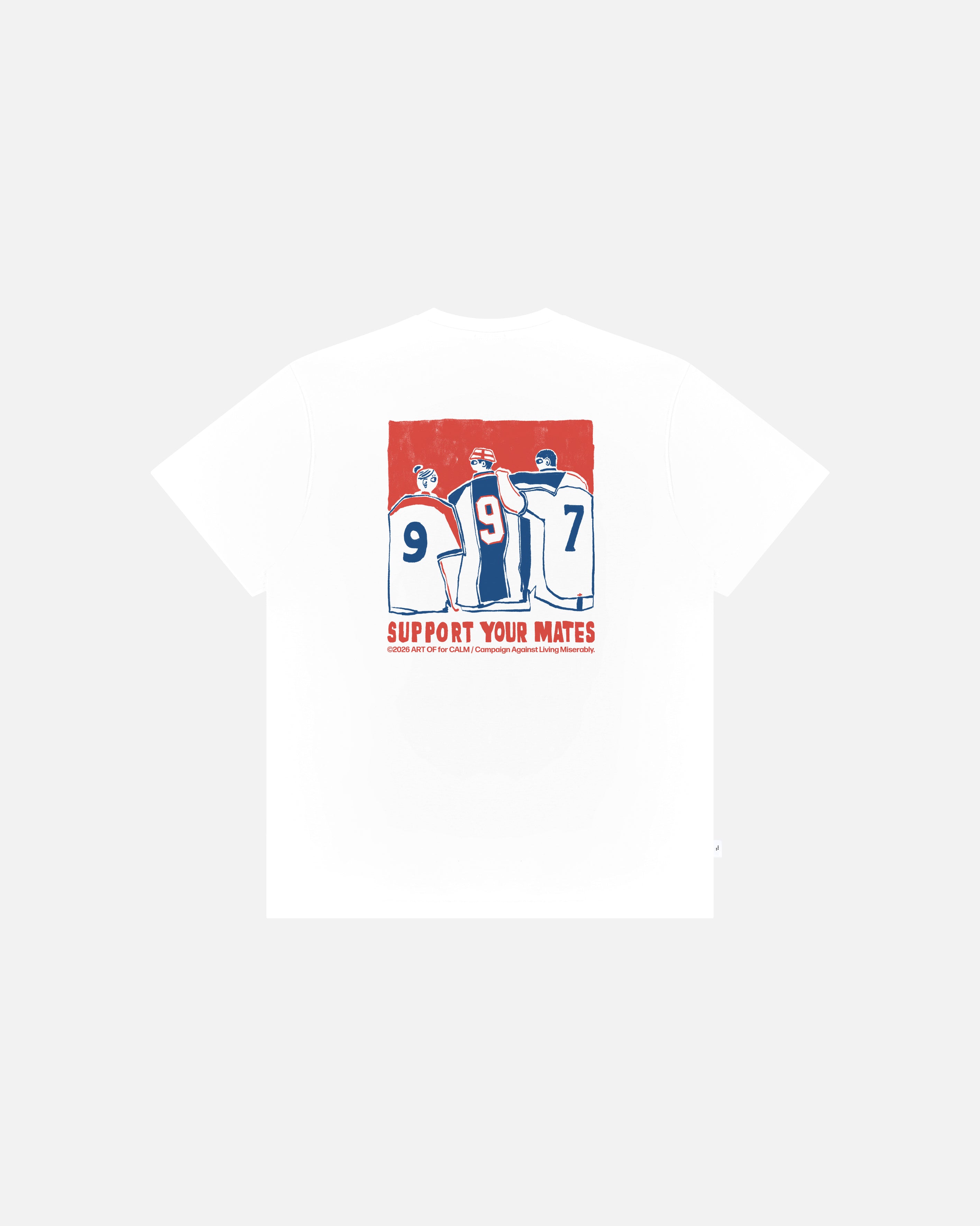 ART OF x CALM - ENG Support Your Mates Tee | White Football T-shirt
