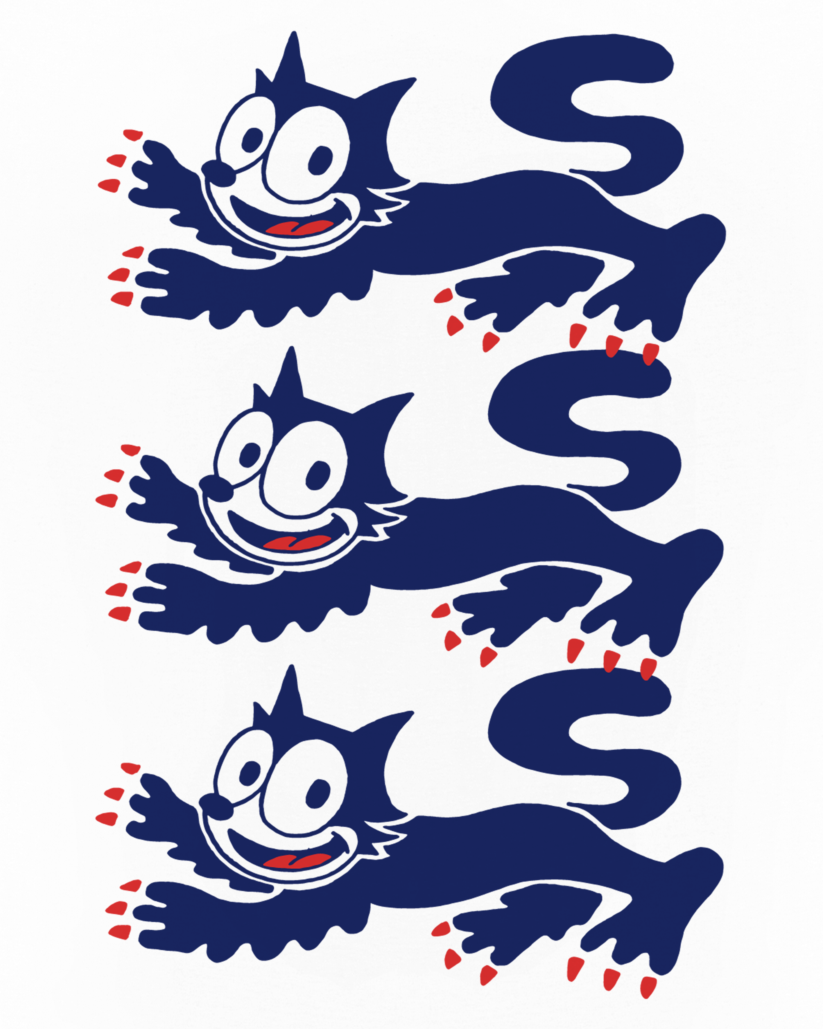 ART OF Three Big Cats Tee | England White Graphic Football T-shirt