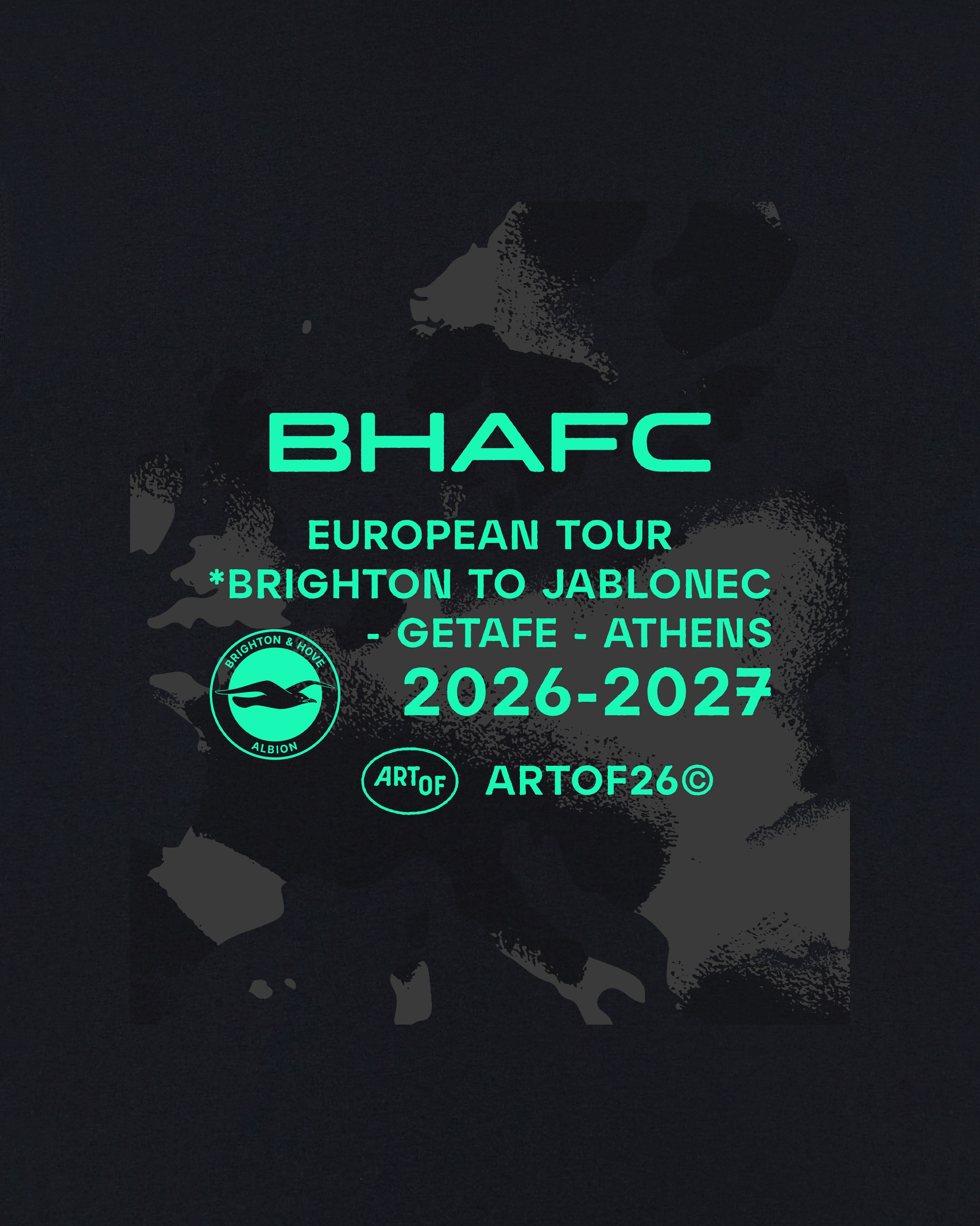 ART OF Brighton 26/27 European Tour Tee | BHAFC Black Football T-shirt